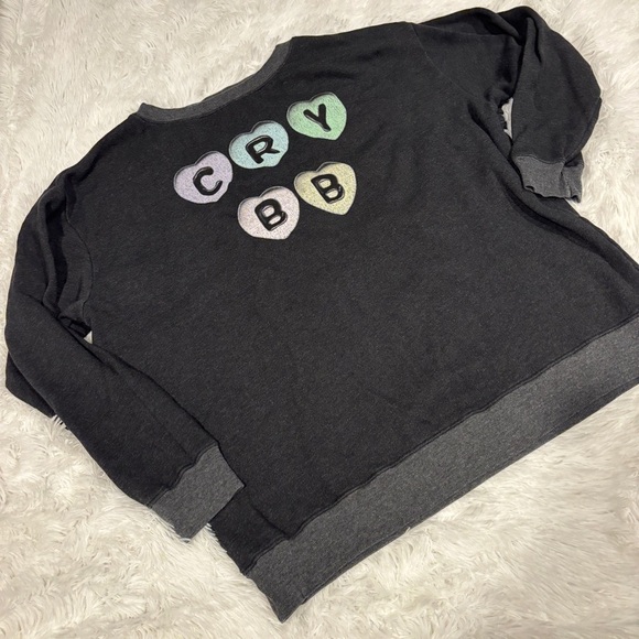 Wildfox Cry Baby Roadtripper Graphic Oversized Pullover Sweater Size Large - Picture 2 of 10